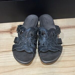 Clarks Women's Black Cutout Sandals